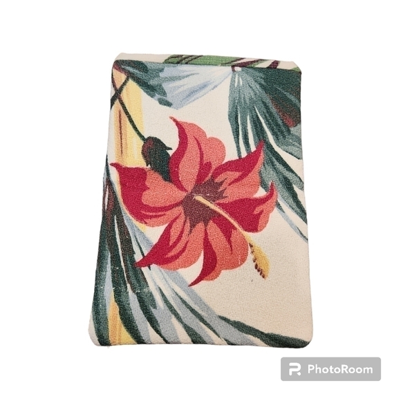 Upcycled Foldover Wallet Vintage Embroidered Linen and Floral Bark Cloth - Picture 3 of 7